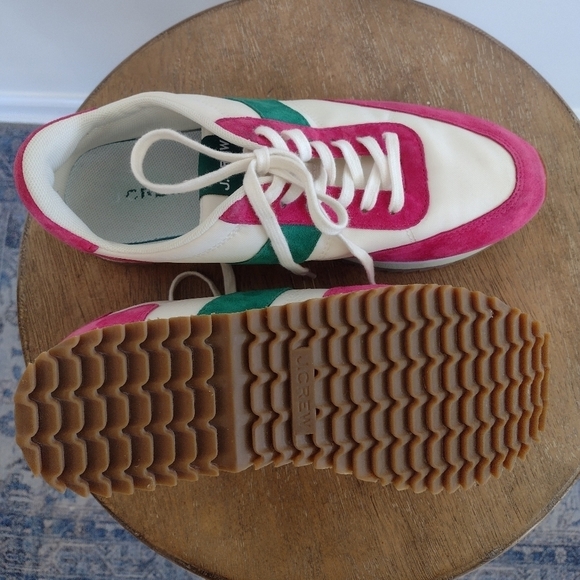 JCrew Preppy, Tennis Shoes,  Colorblock, Green & Sweet Fuchsia, size 7.5 - Picture 7 of 8